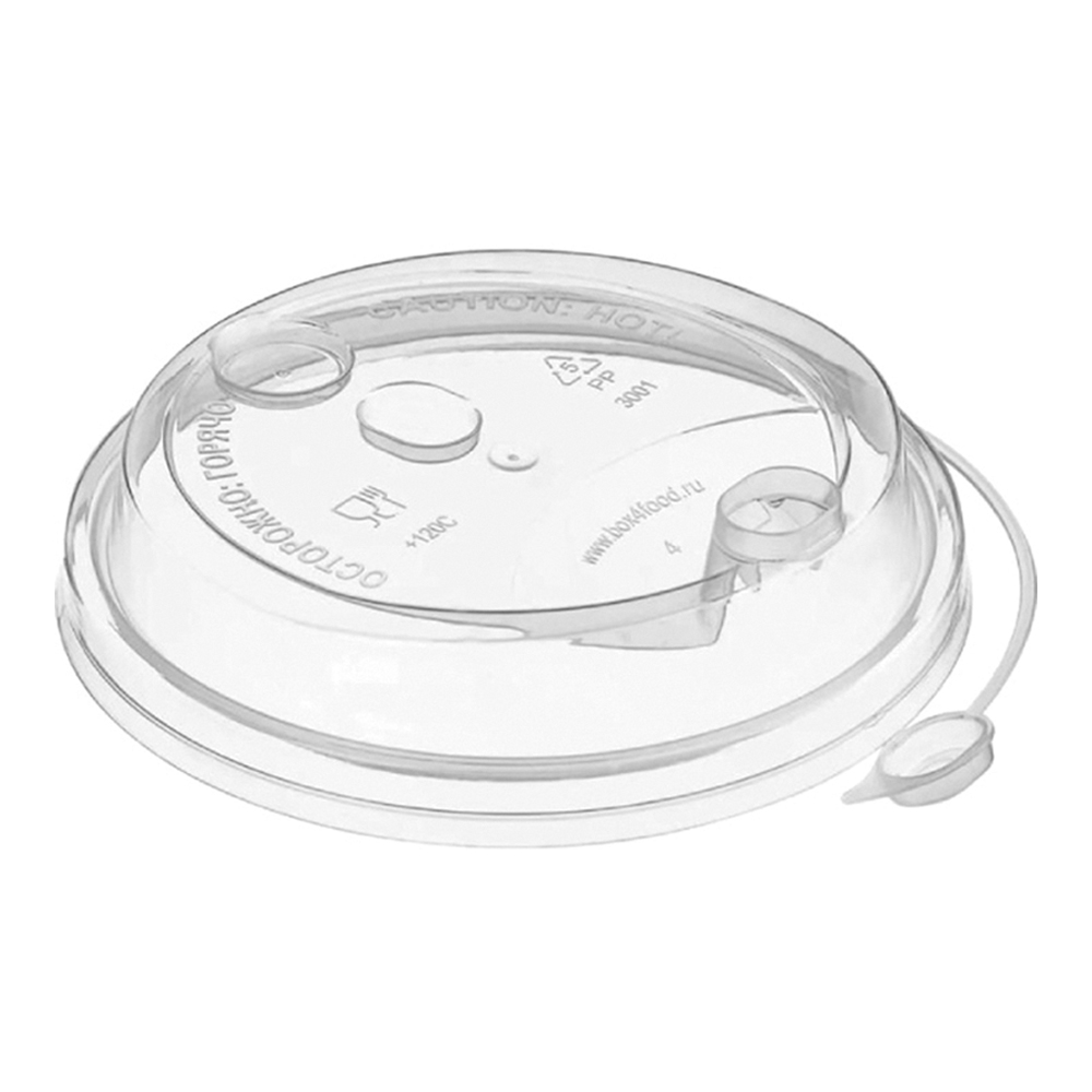 Крышка для стакана d-90 мм прозрачная с клапаном с питейником ПП
